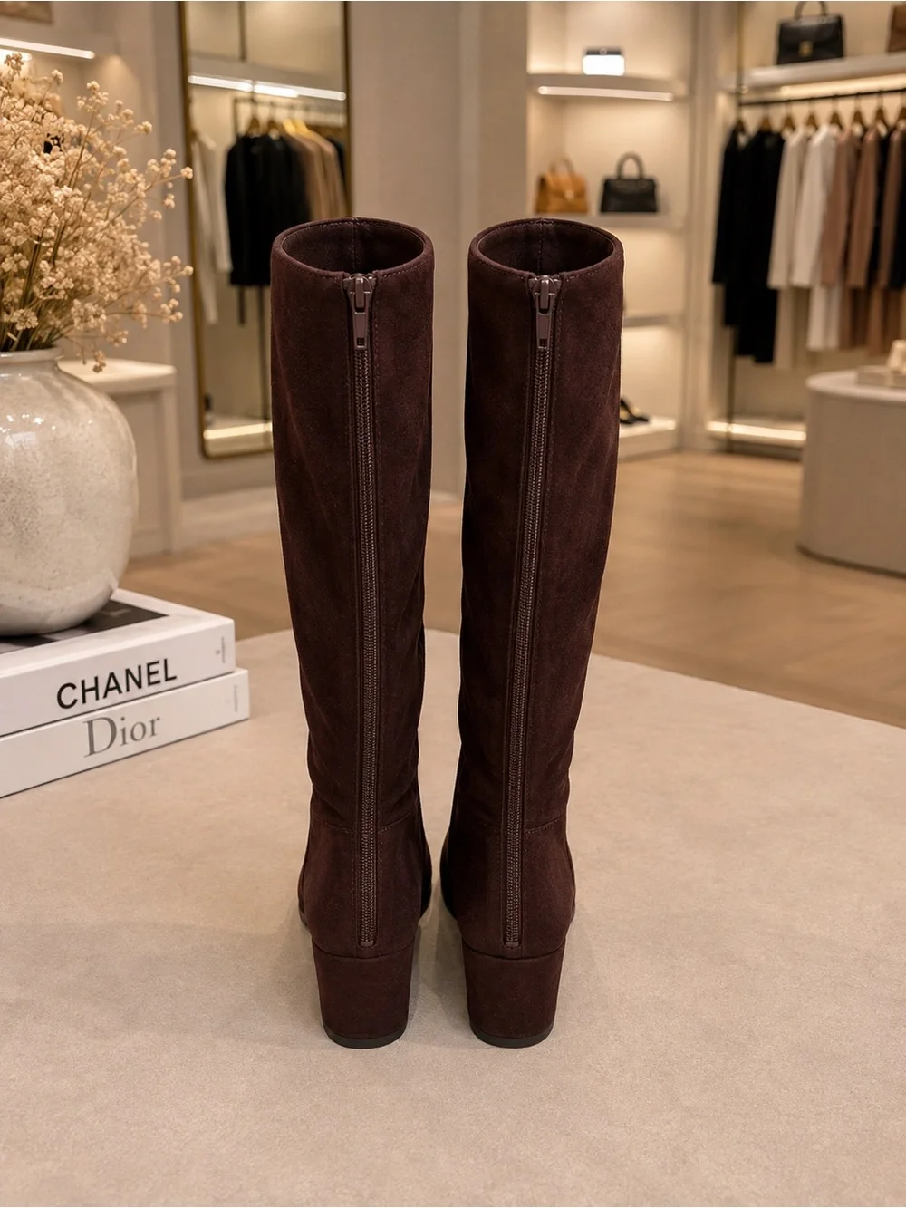 A2 by Aerosoles Brown Faux Suede Knee High Block Heel Boots 10M